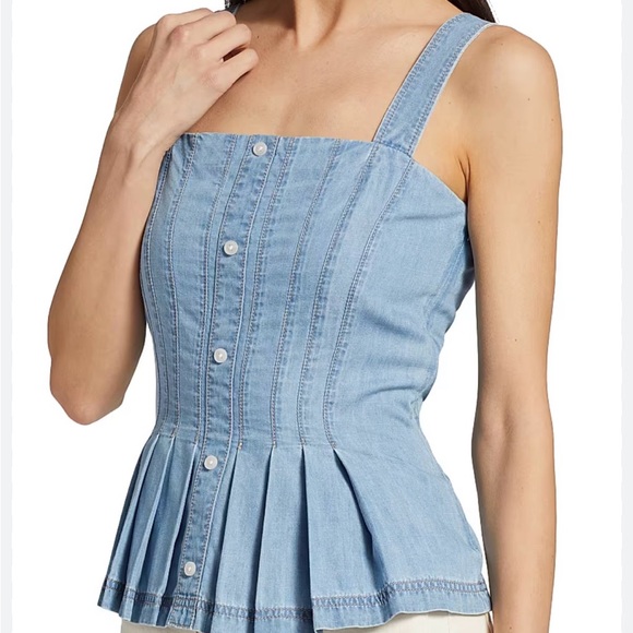 Veronica Beard Tops - Veronica Beard Light Blue Denim Button Detail Tank Sz 10